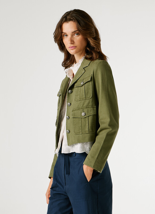 CROPPED FIT TWILL JACKET