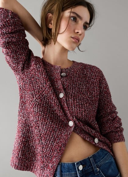 MOULINE KNIT BUTTON-UP CARDIGAN