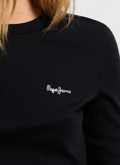 RIBBED LOGO EMBROIDERED T-SHIRT