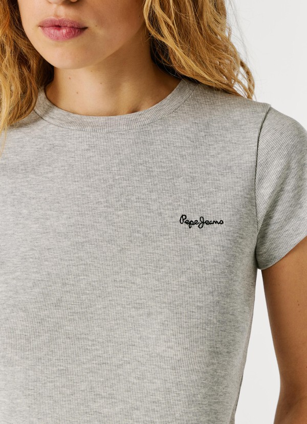 RIBBED EMBROIDERED LOGO T-SHIRT