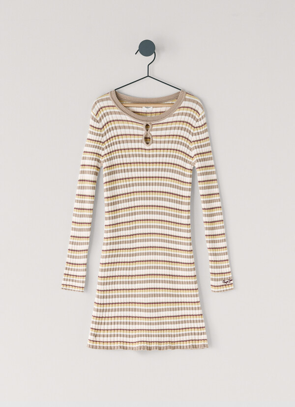 STRIPED RIBBED MINI DRESS