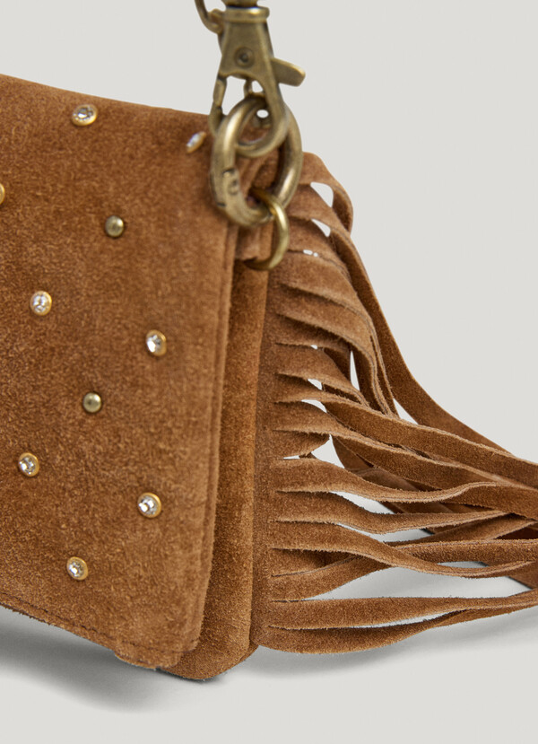 SUEDE SHOULDER BAG WITH FRINGES