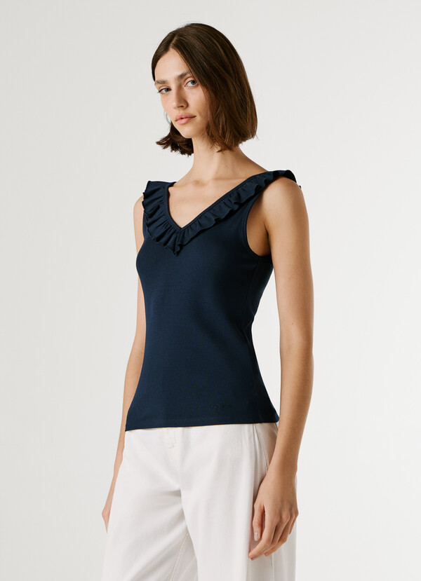 V-NECK RIBBED TOP