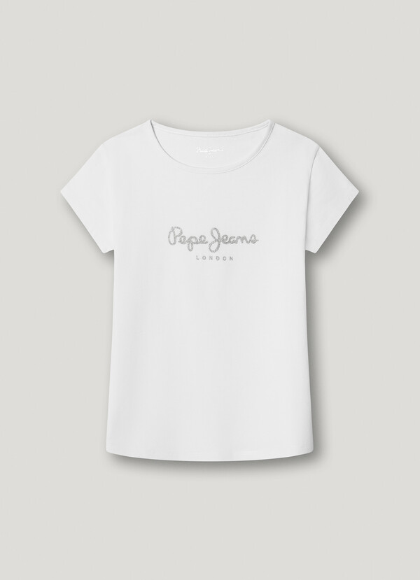 T-SHIRT COUPE SLIM AVEC LOGO PAILLETT&Eacute;