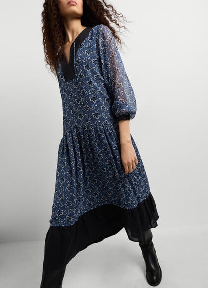 FLORAL PRINT CHIFFON MAXI DRESS
