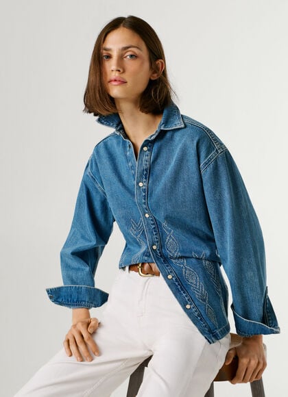EMBROIDERED DENIM OVERSHIRT