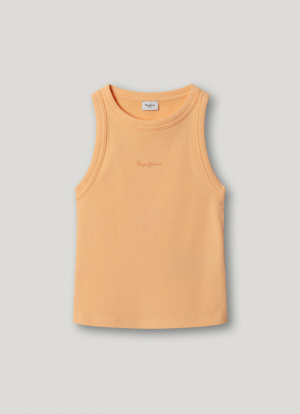 RIBBED LOGO PRINT T-SHIRT