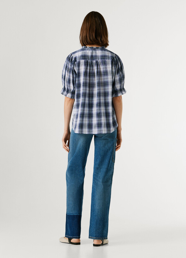 CHECKED BLOUSE WITH RUFFLES