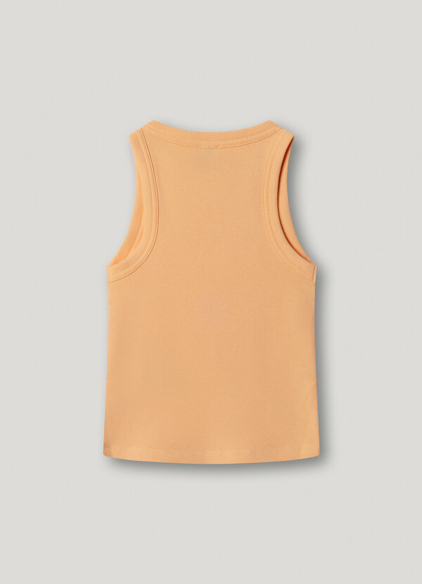 RIBBED LOGO PRINT T-SHIRT