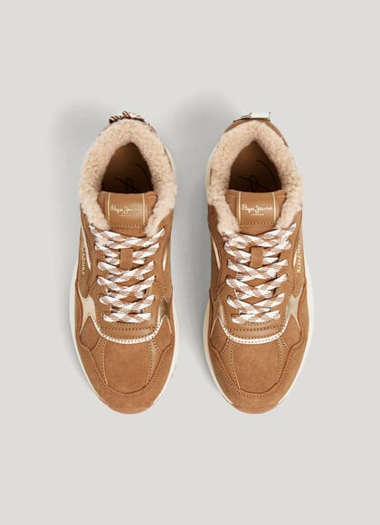 KIMI - SUEDE TRAINERS WITH BORG DETAILS