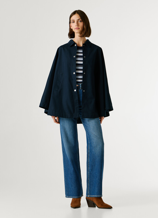 CAPE COAT WITH SHIRT COLLAR