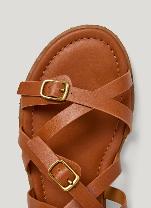 FLAT SANDALS WITH ANIMAL PRINT DETAILS