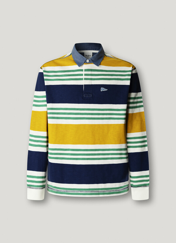 RUGBY STRIPED LONG SLEEVE POLO