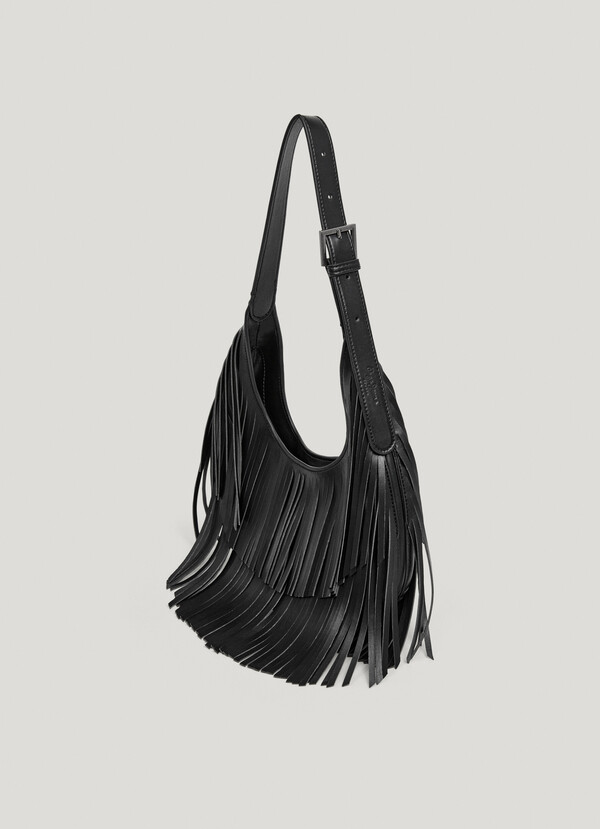 Leather effect crescent-shaped handbag