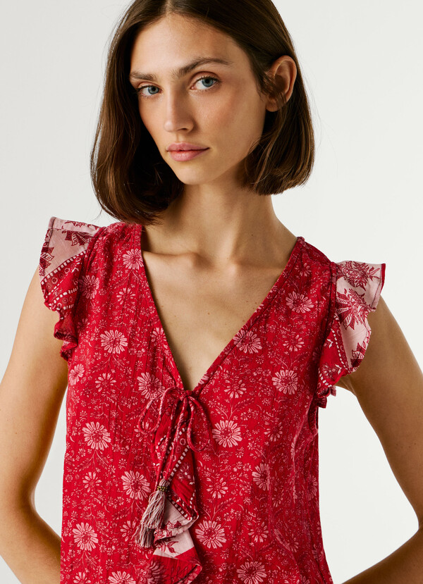 V-NECK FLORAL PRINT TOP