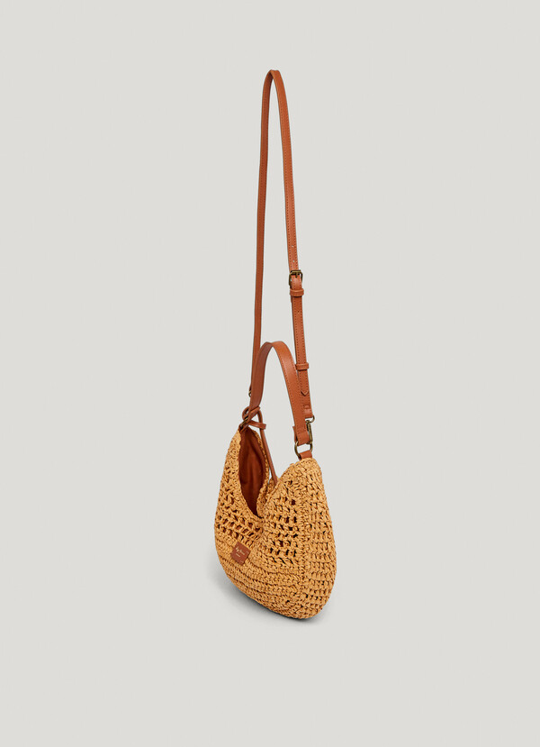 Crescent-Shaped Raffia Handbag
