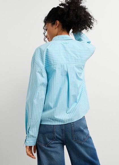 CROPPED FIT STRIPED POPLIN SHIRT