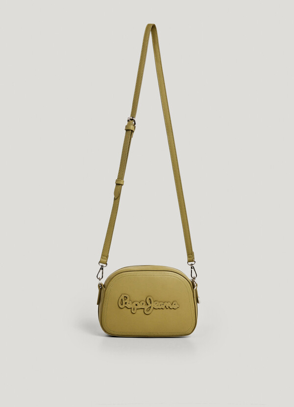LEATHER EFFECT SHOULDER BAG WITH LOGO