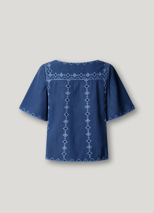 V-NECK BLOUSE WITH EMBROIDERED DETAILS