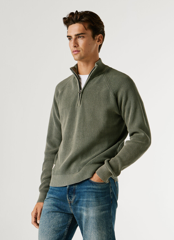 HIGH NECK HALF-ZIP JUMPER