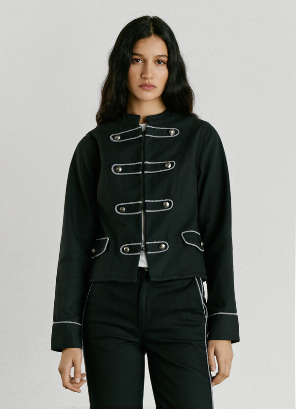 TWILL JACKET WITH MAO COLLAR