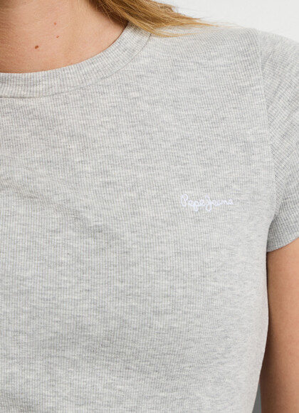 RIBBED EMBROIDERED LOGO T-SHIRT