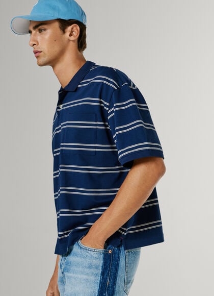 WIDE FIT STRIPED POLO