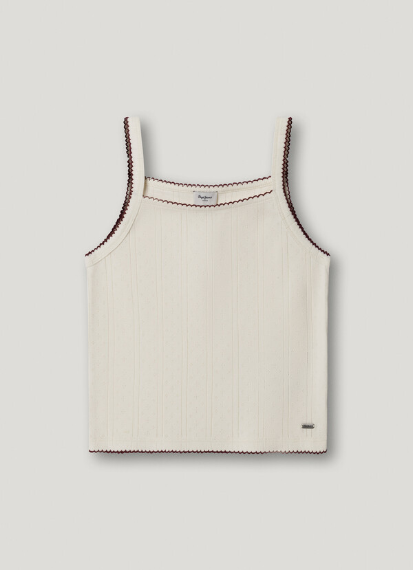 POINTELLE STRAPPY TOP