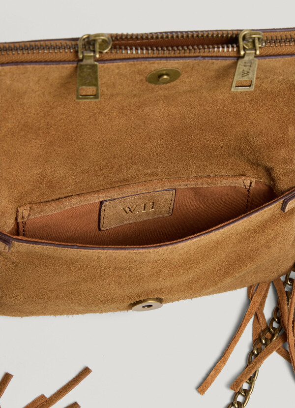 SUEDE SHOULDER BAG WITH FRINGES