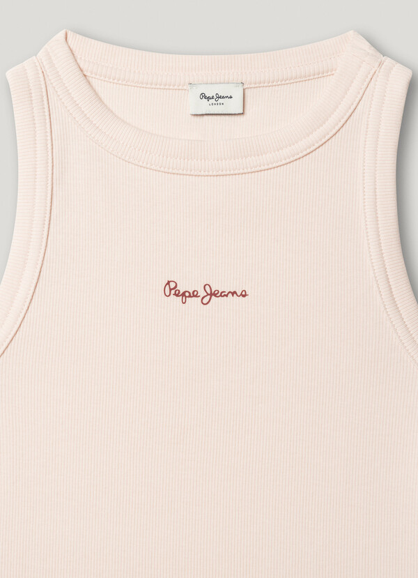 RIBBED LOGO PRINT T-SHIRT