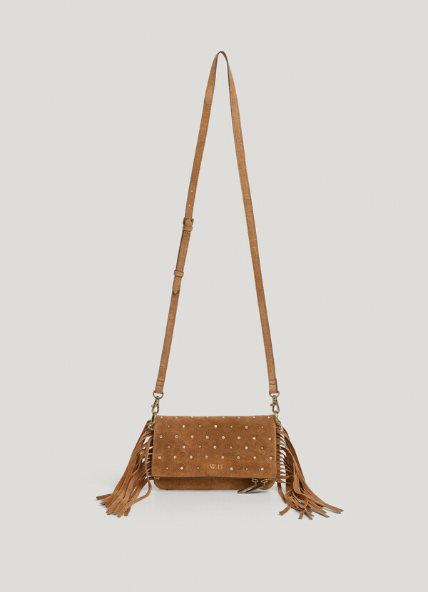 SUEDE SHOULDER BAG WITH FRINGES