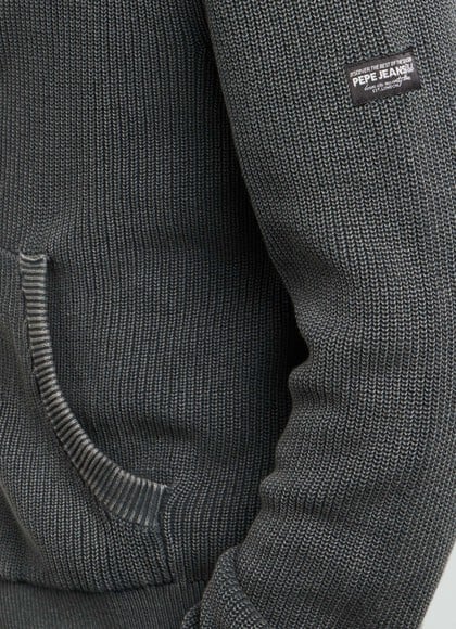 CASUAL FIT HOODED KNIT CARDIGAN