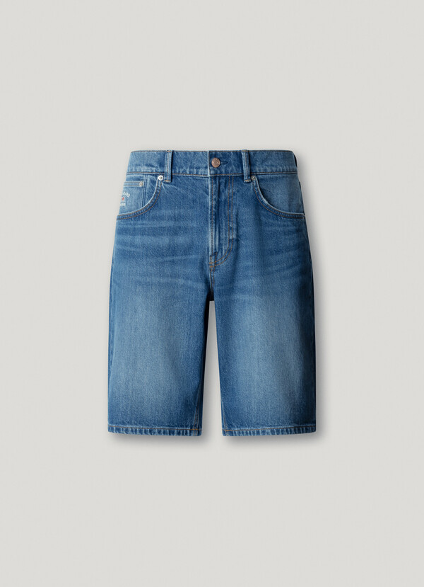 TAPER FIT DENIM BERMUDA SHORTS