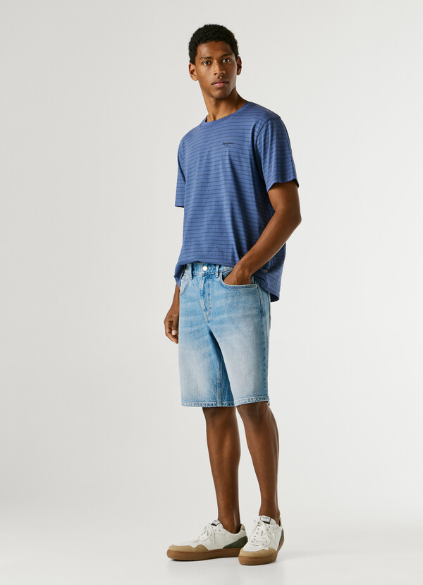 TAPER FIT DENIM BERMUDA SHORTS