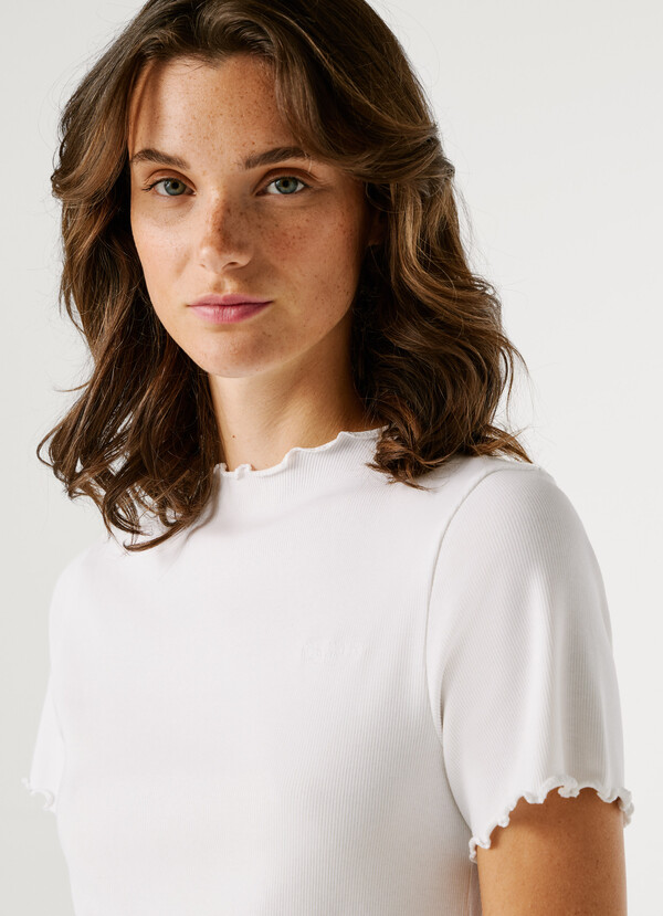 POINTELLE T-SHIRT WITH EMBROIDERED LOGO