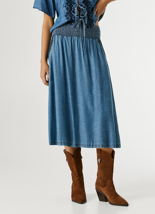 CHAMBRAY MIDI SKIRT