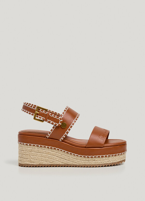 WEDGE SANDALS WITH BUCKLE CLOSURE