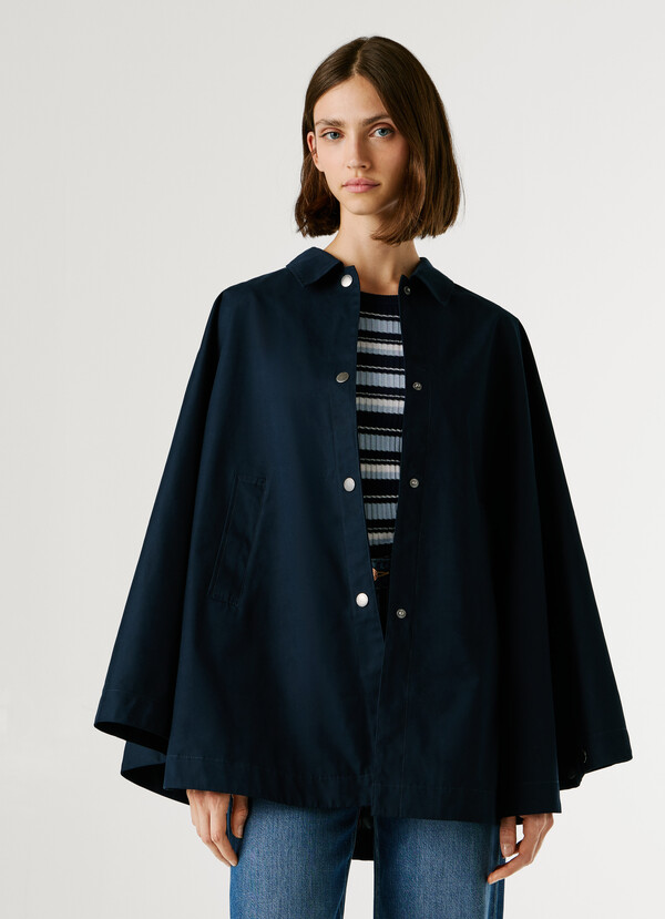 CAPE COAT WITH SHIRT COLLAR