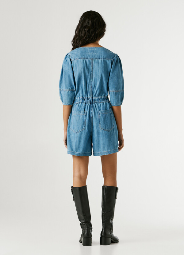 REGULAR FIT DENIM MINI JUMPSUIT