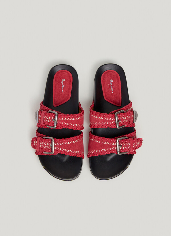 SANDALES PLATES AVEC DOUBLE BOUCLE