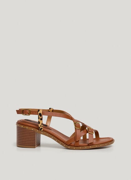 ANIMAL PRINT DETAIL SANDALS