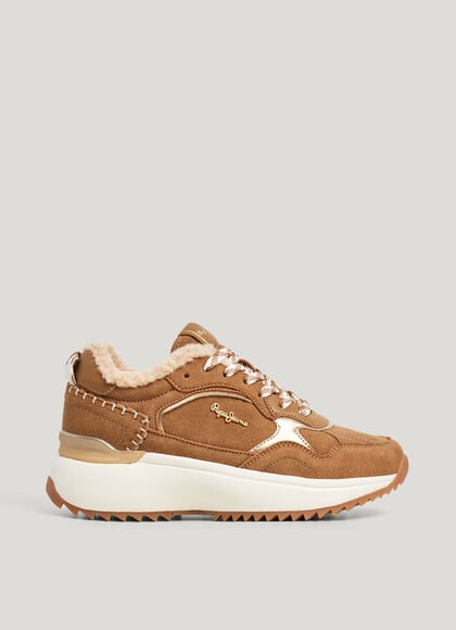 KIMI - SUEDE TRAINERS WITH BORG DETAILS