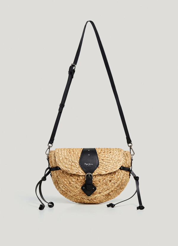 JUTE SHOULDER BAG WITH FLAP