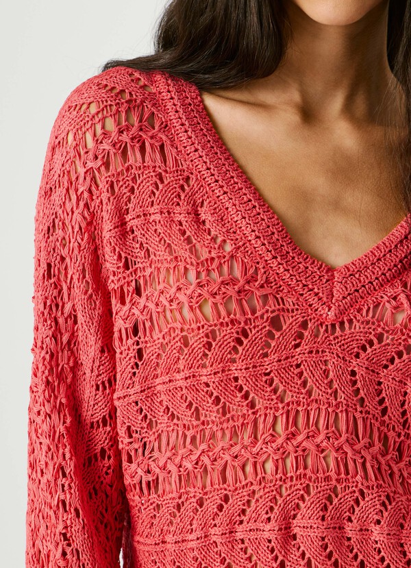 V-NECK OPENWORK JUMPER