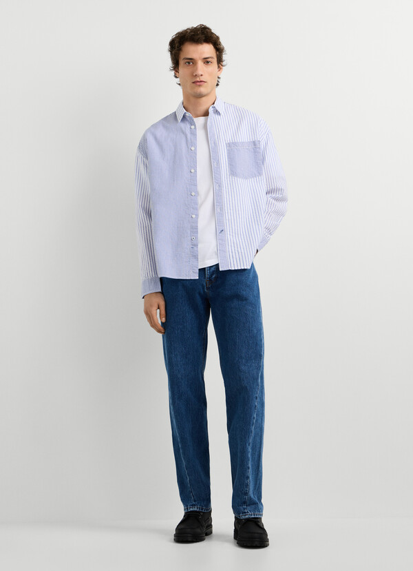 RELAXED FIT STRIPED SEERSUCKER SHIRT
