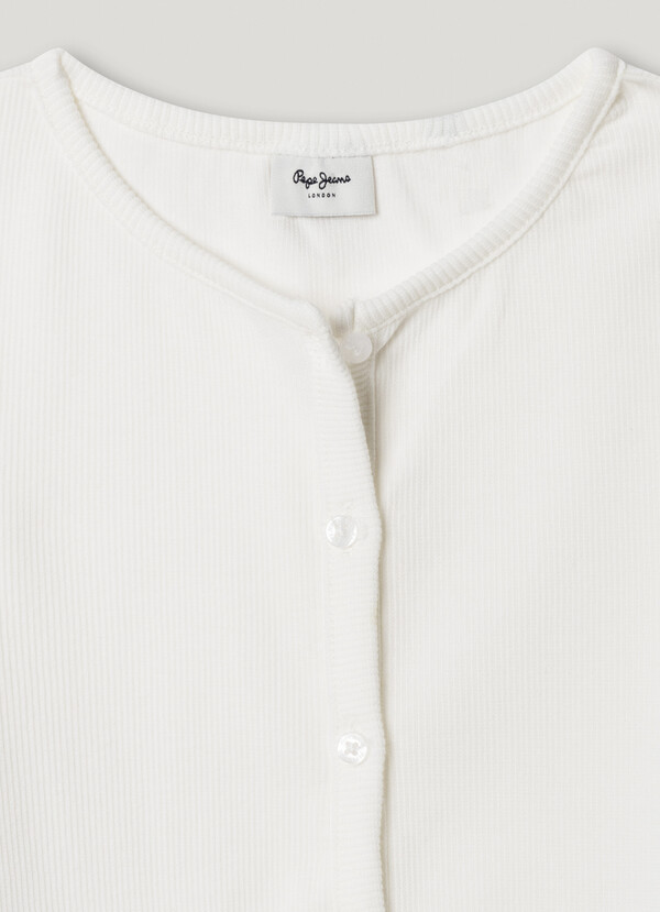 RIBBED BUTTON-UP T-SHIRT