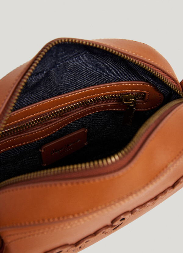 LEATHER EFFECT SHOULDER BAG WITH LOGO