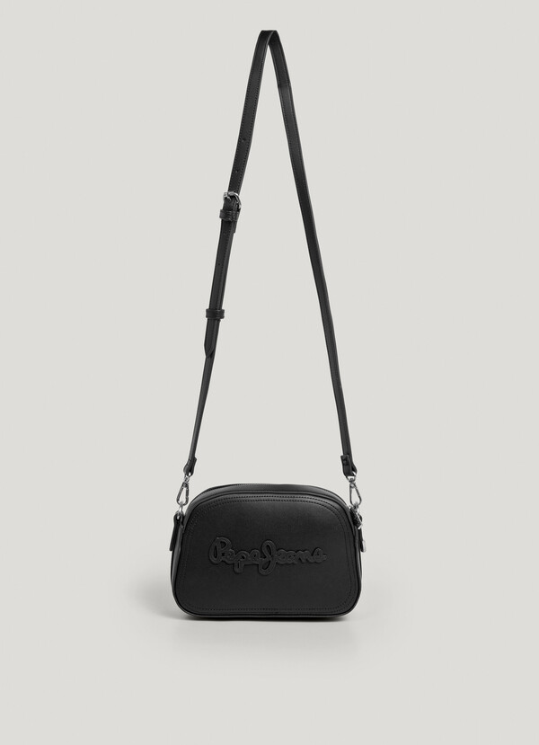 LEATHER EFFECT SHOULDER BAG WITH LOGO