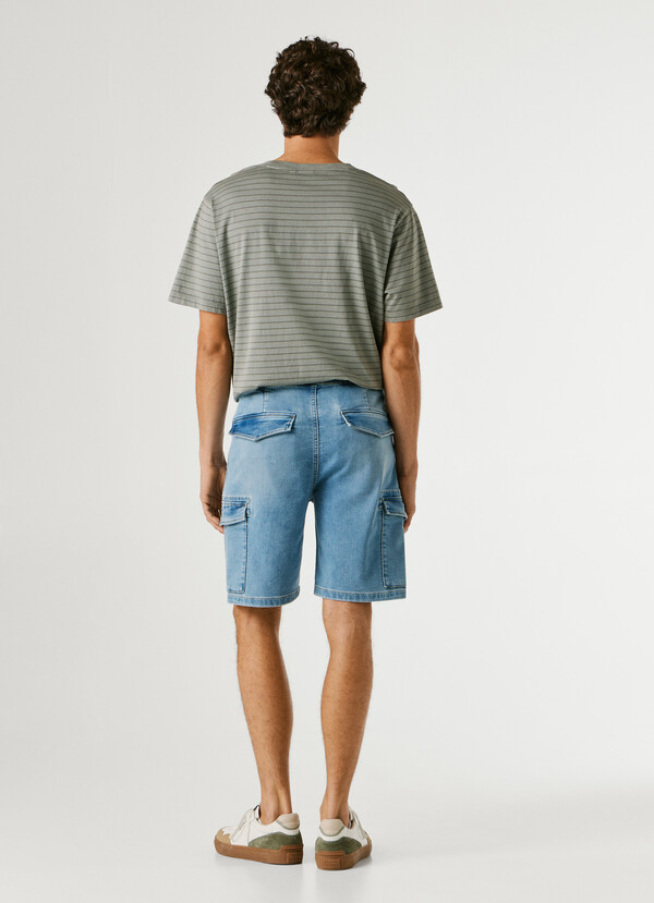 SLIM FIT DENIM CARGO SHORTS