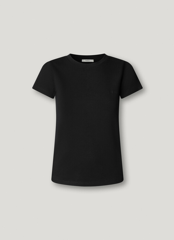 RIBBED EMBROIDERED LOGO T-SHIRT